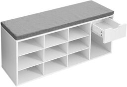 Songmics Shoe Bench, Storage Bench With Drawer And Open Compartments, Shoe Shelf, Padded Seat, For Entrance Corridor Bedroom - thumbnail 6