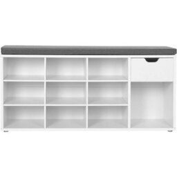 Songmics Shoe Bench, Storage Bench With Drawer And Open Compartments, Shoe Shelf, Padded Seat, For Entrance Corridor Bedroom - thumbnail 7