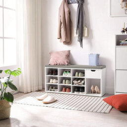 Songmics Shoe Bench, Storage Bench With Drawer And Open Compartments, Shoe Shelf, Padded Seat, For Entrance Corridor Bedroom - thumbnail 1
