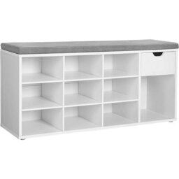 Songmics Shoe Bench, Storage Bench With Drawer And Open Compartments, Shoe Shelf, Padded Seat, For Entrance Corridor Bedroom - thumbnail 3