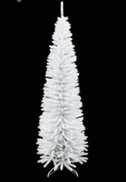 Shatchi 8Ft Artificial Flocked Slim Christmas Pencil Tree Holiday Home Decorations With Pointed Tips And Metal Stand - thumbnail 3
