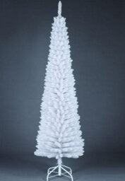 Shatchi 8Ft Artificial Flocked Slim Christmas Pencil Tree Holiday Home Decorations With Pointed Tips And Metal Stand - thumbnail 2