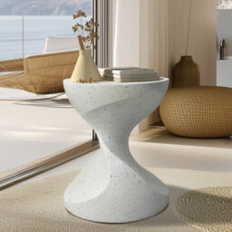 Fativo Unique Lightweight Concrete Accent Table Sofa Side Table Living Room Home Decor 50Cmh