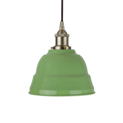 Mint Green Lincoln Painted Dome Pendant Light With Brushed Chrome Lamp Holder And Black Round Cable - Se Home - image 1
