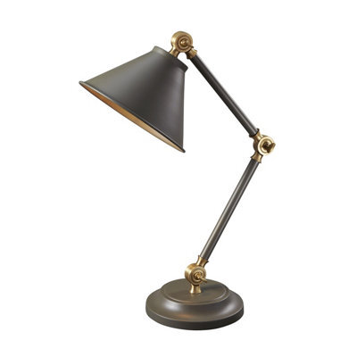 Luminosa Lighting Elstead Provence Element 1 Light Table Lamp Grey, Aged Brass, E27 - image 1