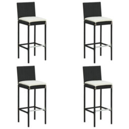 Walplus 5 Piece Garden Bar Set With Cushions Poly Rattan Black - thumbnail 5
