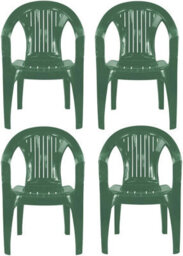 Simpa Solana Green Plastic Garden Chairs - Set Of 4