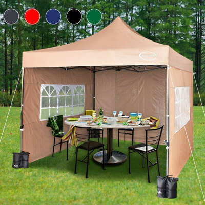 Mcc Direct Maximus 3X3 Heavy Duty Pop Up Beige Gazebo With Sides - image 1