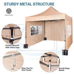 Mcc Direct Maximus 3X3 Heavy Duty Pop Up Beige Gazebo With Sides - thumbnail 4