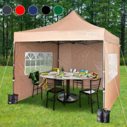 Mcc Direct Maximus 3X3 Heavy Duty Pop Up Beige Gazebo With Sides - thumbnail 1