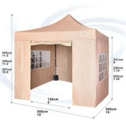 Mcc Direct Maximus 3X3 Heavy Duty Pop Up Beige Gazebo With Sides - thumbnail 3
