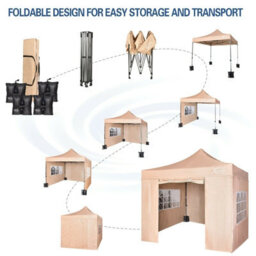 Mcc Direct Maximus 3X3 Heavy Duty Pop Up Beige Gazebo With Sides - thumbnail 2