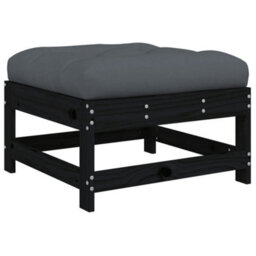 Walplus Garden Outdoor Footstool With Cushion Black Solid Wood Pine - thumbnail 5