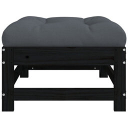 Walplus Garden Outdoor Footstool With Cushion Black Solid Wood Pine - thumbnail 4