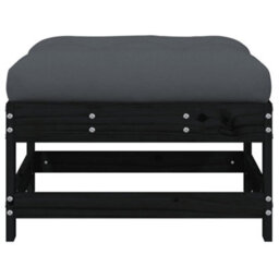 Walplus Garden Outdoor Footstool With Cushion Black Solid Wood Pine - thumbnail 3