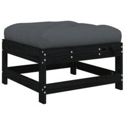 Walplus Garden Outdoor Footstool With Cushion Black Solid Wood Pine - thumbnail 2
