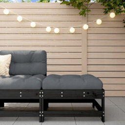 Walplus Garden Outdoor Footstool With Cushion Black Solid Wood Pine - thumbnail 1
