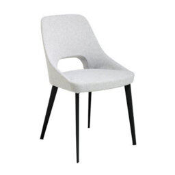 Angel Cerda Stylish Grey Fabric Dining Chair With Black Steel Legs