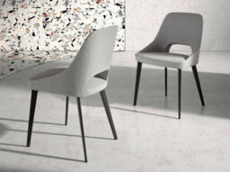 Angel Cerda Stylish Grey Fabric Dining Chair With Black Steel Legs - thumbnail 2