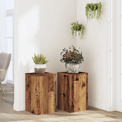 Walplus Plant Stands 2 Pcs Old Wood 30X30X50 Cm Engineered Wood - image 1