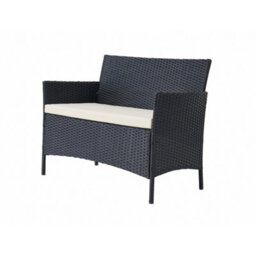 Home Detail 4-Seater Garden Sofa Set With Coffee Table & Bench, Black Rattan - thumbnail 3