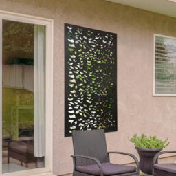 Mirroroutlet Amarelle Extra Large Metal Leaf Design Decorative Garden Screen Mirror 120X60 Cm - thumbnail 1