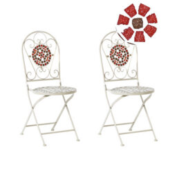Beliani Set Of 2 Garden Chairs Spello Metal White - thumbnail 1