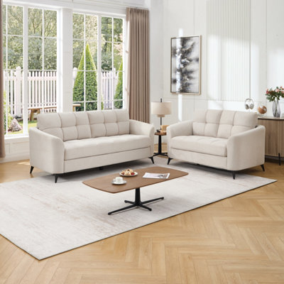 More4Homes Solna 2+3 Seater Scandi Style Fabric Living Room Sofa Set (Beige) - image 1