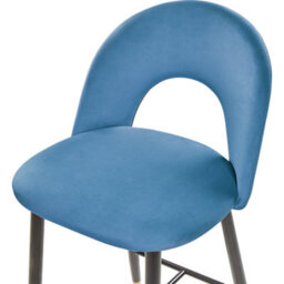 Beliani Blue Velvet Bar Chairs Set Of 2 - Bar-Height Velvet Seats With Black Steel Legs And Golden Ends - thumbnail 7
