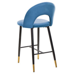 Beliani Blue Velvet Bar Chairs Set Of 2 - Bar-Height Velvet Seats With Black Steel Legs And Golden Ends - thumbnail 6