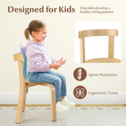 Costway 5-Piece Kids Table And Chair Set Children Wooden Activity Table 4 Curved Chairs - thumbnail 7