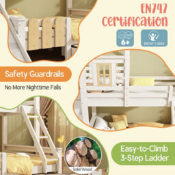 Matteo White Wooden Kids Treehouse Bunk Bed With Slide & Storage Drawer - 90/135X190Cm - thumbnail 4