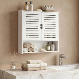 2 Door Bathroom Storage Cabinet Wall Cupboard With Display Shelves Wall Mounted - thumbnail 6