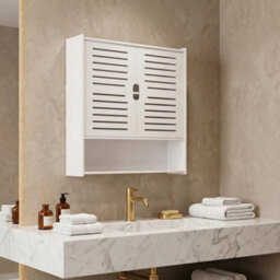2 Door Bathroom Storage Cabinet Wall Cupboard With Display Shelves Wall Mounted - thumbnail 3