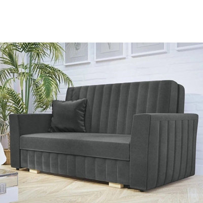 Viva Glam Iii 3 Seater Sofa Bed With Hidden Storage Sinuous Springs Solid Wood Legs Dark Grey - image 1