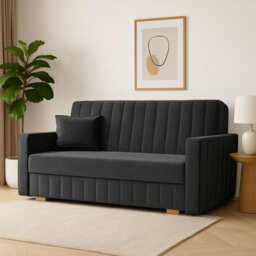 Viva Glam Iii 3 Seater Sofa Bed With Hidden Storage Sinuous Springs Solid Wood Legs Dark Grey - thumbnail 3