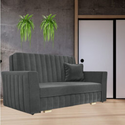 Viva Glam Iii 3 Seater Sofa Bed With Hidden Storage Sinuous Springs Solid Wood Legs Dark Grey - thumbnail 4