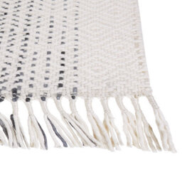 Beliani White And Grey Hand-Woven Wool Flat-Weave Rug 80 X 150 Cm With Tassels - thumbnail 5