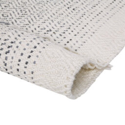 Beliani White And Grey Hand-Woven Wool Flat-Weave Rug 80 X 150 Cm With Tassels - thumbnail 4