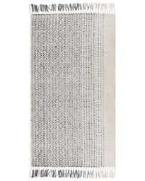Beliani White And Grey Hand-Woven Wool Flat-Weave Rug 80 X 150 Cm With Tassels - thumbnail 1