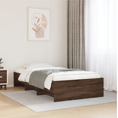 Berkfield Bed Frame Without Mattress Brown Oak 100X200 Cm Engineered Wood - image 1