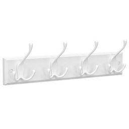 Songmics Coat Rack, Wall-Mounted Coat Rack, Coat Hook With 4 Tri-Hooks, Hook Rack For Bags, Coats, For Hallway, White - thumbnail 2