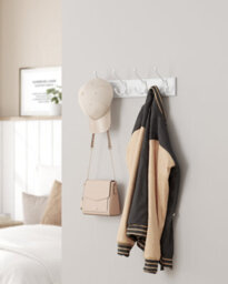 Songmics Coat Rack, Wall-Mounted Coat Rack, Coat Hook With 4 Tri-Hooks, Hook Rack For Bags, Coats, For Hallway, White - thumbnail 5