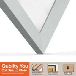 "AK Frames 25X17"" Silver Sleek Vinyl Record Frame With White Mount For 12 Inch Lp Cover & Disc - Overlapped Design" - thumbnail 3