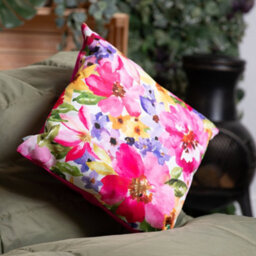 icon Indoor And Outdoor Waterproof Filled Cushion Set Of 2 Pink Watercolour Floral - thumbnail 2