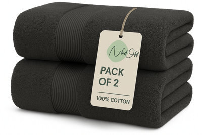 Nod Off Grey Towels 2 Pack Bath Sheets Large Bath Towel 80X140 Cm 100% Zero-Twist Cotton Highly Absorbent Towels - image 1