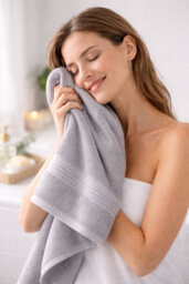 Nod Off Grey Towels 2 Pack Bath Sheets Large Bath Towel 80X140 Cm 100% Zero-Twist Cotton Highly Absorbent Towels - thumbnail 4