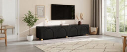 Btm Tv Cabinet Lowboard Sideboard With Arch Relief, 4 Doors, Metal Legs, Living Room Storage - thumbnail 4