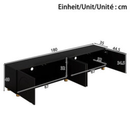 Btm Tv Cabinet Lowboard Sideboard With Arch Relief, 4 Doors, Metal Legs, Living Room Storage - thumbnail 2