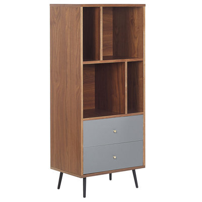Beliani Shelving Unit Richmond 139 Cm Dark Walnut - image 1